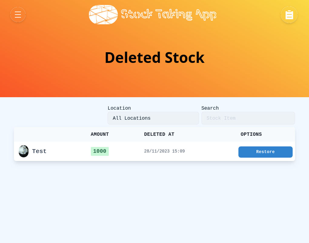 Access to Deleted Stock Items